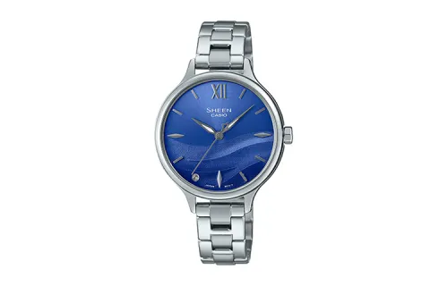 CASIO Casio SHEEN series SEA WAVE theme model, fashionable and simple, quartz movement, stainless steel strap, Japanese and Korean watch, women's watch, blue dial SHE-4550D-2BUPR