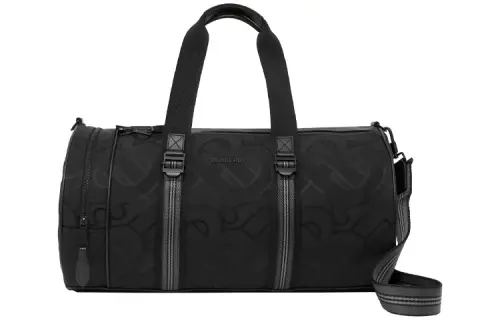 Burberry Leather Barrel Bag Travel Bag Handbag Medium Men's Black