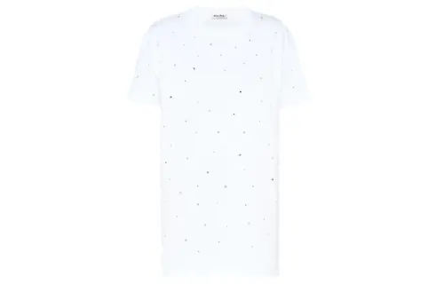 MIU MIU T Shirts Women's White Crew Neck Moderate Straight Fit