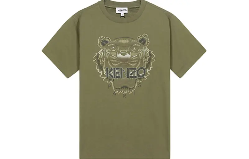 KENZO T Shirts Men's Olive Green Crew Neck Moderate Straight Fit
