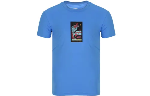 Li Ning Table Tennis Clothing Men's Blue Crew Neck Moderate