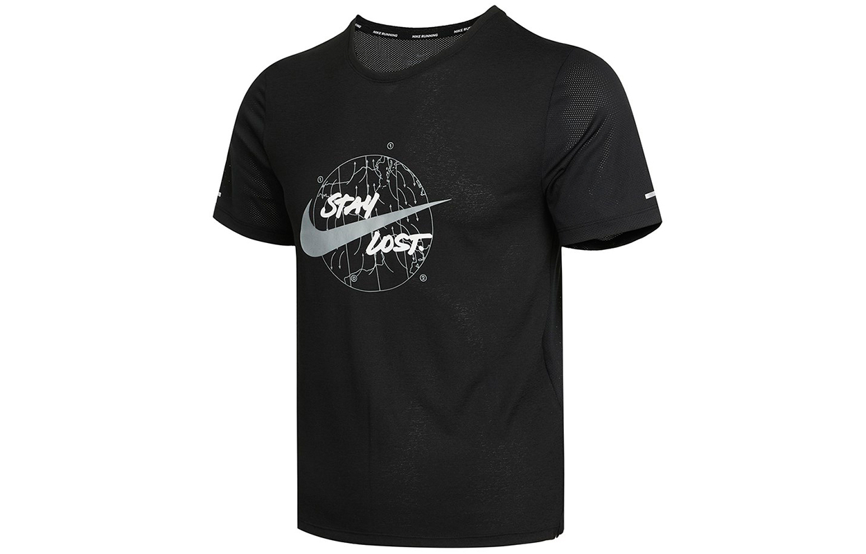 Мужская футболка Nike Dri-FIT Running (черная) — фото 3