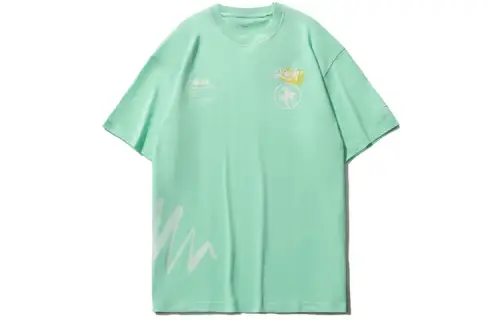 Li Ning T Shirts Men's Kohlrabi Green Crew Neck Moderate Straight Fit