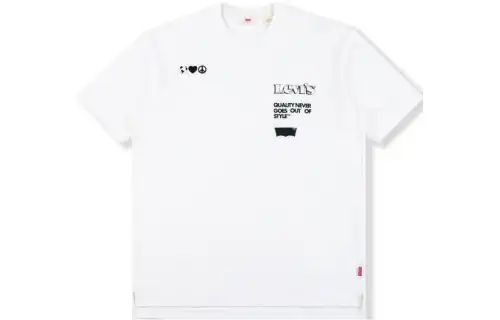Levis T Shirts Men's White Crew Neck Moderate Straight Fit