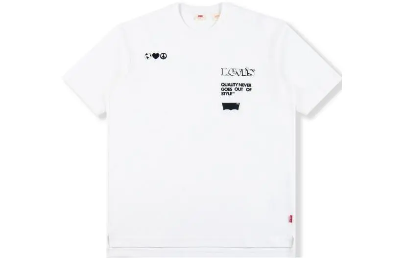 Levi's T-Shirts Men's White Crew Neck Moderate Straight Fit
