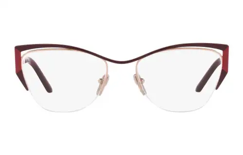PRADA Half Rim Plate Cat Eye Prescription Glasses Women's Red
