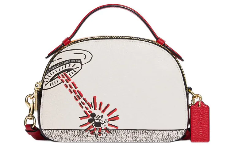 COACH X Disney Collaboration X Keith Haring Serena Pebbled Leather Shoulder Bag, Crossbody Bag Small Women's