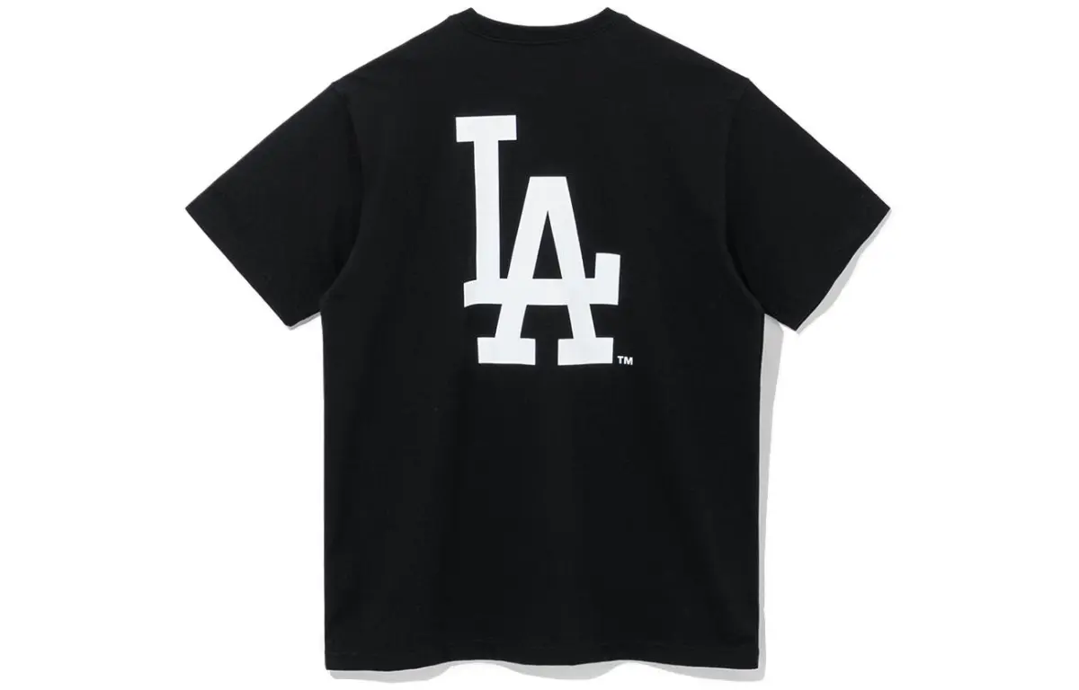 New Era T-Shirts Men's Black Crew Neck Moderate Straight Fit