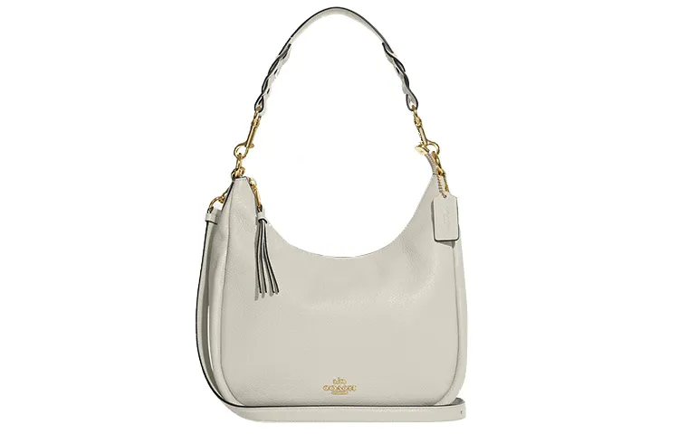 COACH Jules Pebbled Leather Shoulder Bag, Handbag, Shoulder Bag, Crossbody Bag Large Women's White