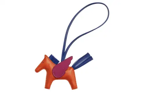 HERMES Rodeo Pegase Charms Unisex Light Jade Orange & Sapphire Blue & Silver Lotus Purple