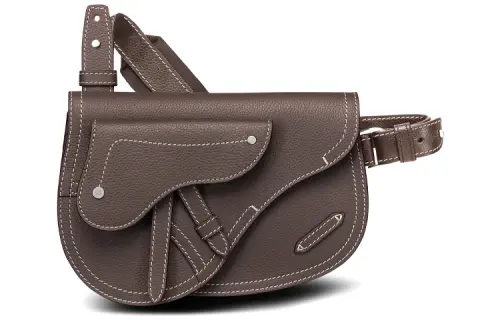 DIOR Magnetic Closure Grain Calfskin One Shoulder Crossbody Fanny Pack Men's Ebony Black
