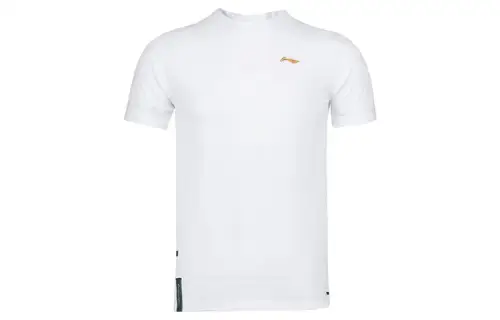 Li Ning T Shirts Men's White Crew Neck Moderate Straight Fit