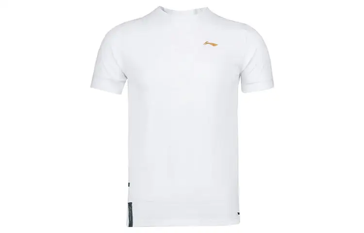 Li Ning T Shirts Men's White Crew Neck Moderate Straight Fit