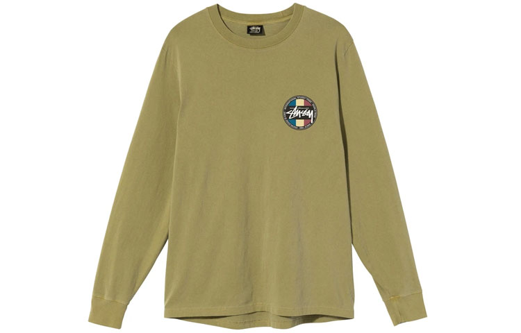 Лонгслив Stussy Classic Dot Dyed Ls Tee (зеленый) — фото 4