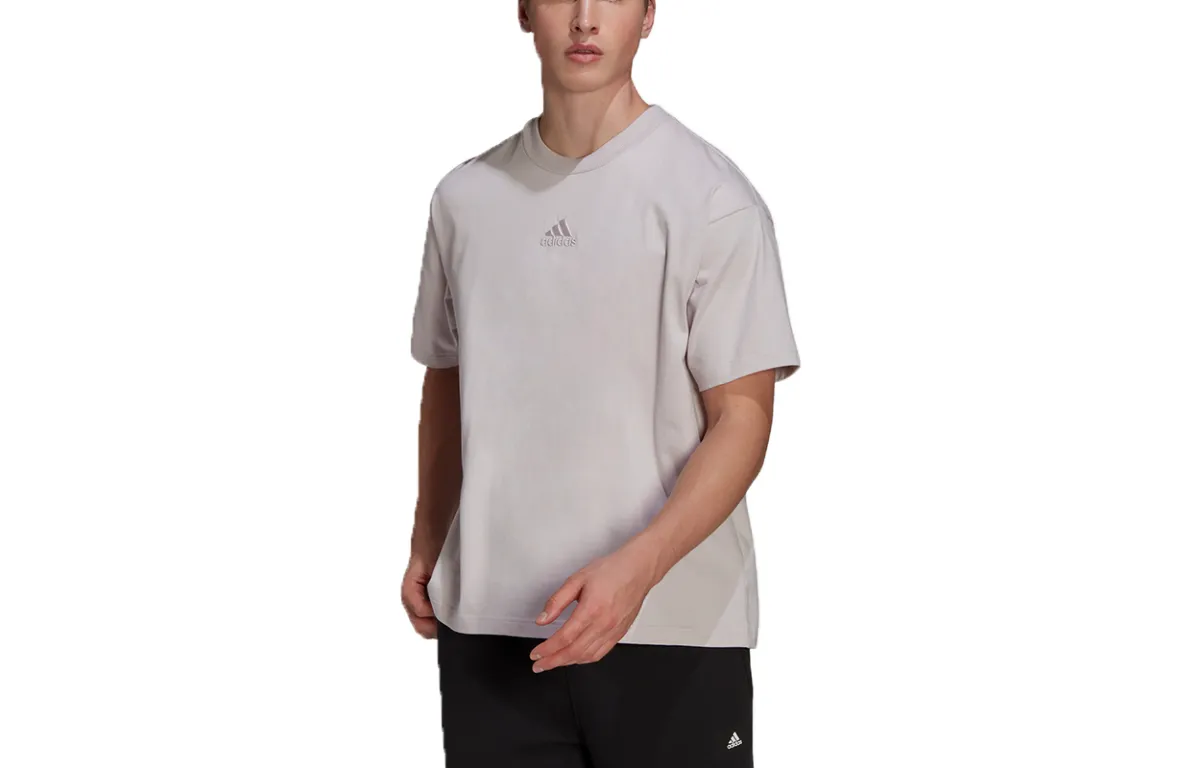 Adidas T-Shirts Unisex Gray Pink Crew Neck Moderate Straight Fit