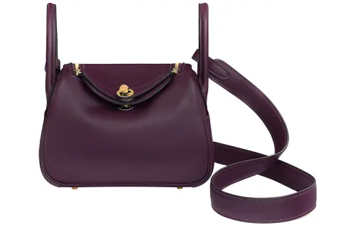 HERMES Lindy Swift Leather Handbag 19 Women's Blackcurrant Purple/Royal Blue