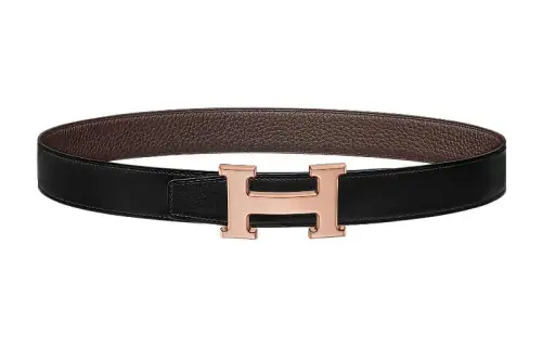 HERMES Constance Calfskin Leather Belts Men's Width 3.2cm