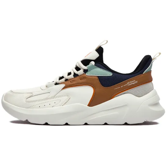 Erke Running Shoes Men Low-Top Ivory White/Moon Orange
