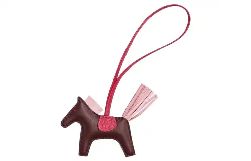 HERMES Rodeo Charms Unisex Saddle Red & Cherry Blossom Pink