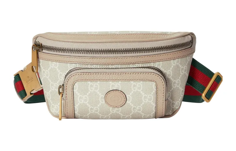 GUCCI Canvas Waist Bag Chest Bag Unisex Beige