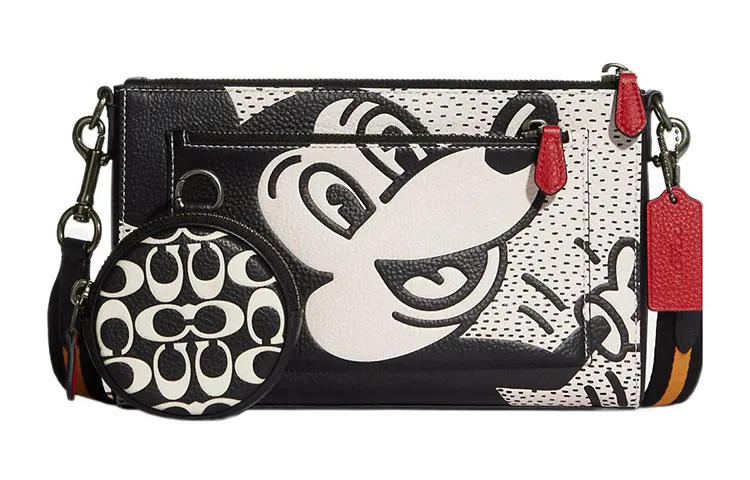 COACH Keith Haring Collaboration X Disney Collaboration Holden Pebbled Leather Crossbody Bag, Shoulder Bag Men's