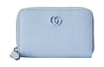 GUCCI Double G Leather Wallet Women's Blue