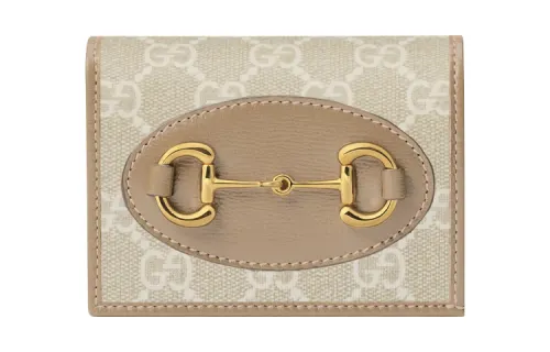 GUCCI Canvas Coin Purse Women's Beige & White