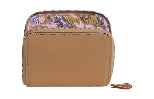 HERMES Silk'In Zip Closure Epsom Matcha Cow Leather Coin Purse Women's 0M CHAI Milk Tea