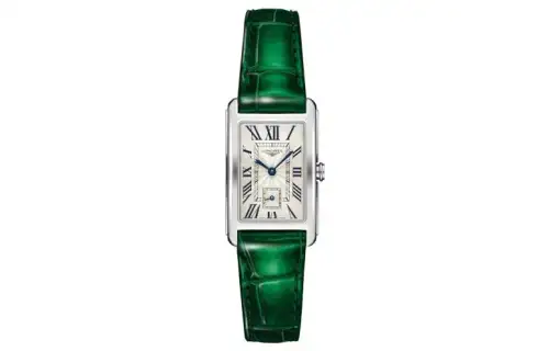 LONGINES Quartz retro white dial stainless steel, case, watch strap, quartz mechanism, 23.3mm, 37mm, crocodile