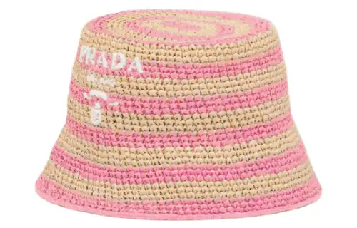 PRADA Bucket Hats Women's Tan/Petal Pink