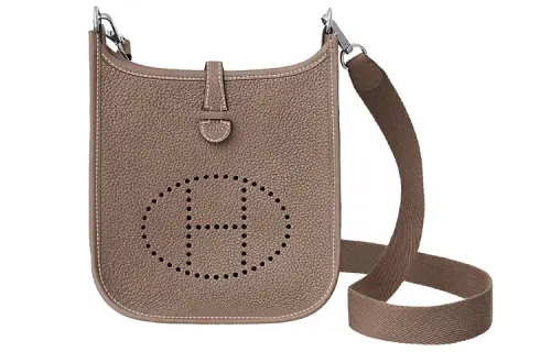 HERMES Evelyne Taurillon Clemence Cow Leather Crossbody Bag, Shoulder Bag 16 Women's 18 Etoupe Elephant Gray
