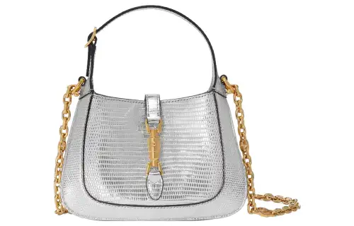 GUCCI Jackie 1961 Lizard Skin Crescent Shoulder Bag Shoulder Bag Women's Silver