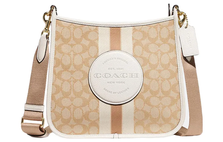 COACH Dempsey Jacquard Fabric With Pebbled Leather Document Bag, Shoulder Bag, Crossbody Bag Large Women's