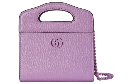 GUCCI Leather Handbag, Shoulder Bag, Crossbody Bag Women's Light Purple