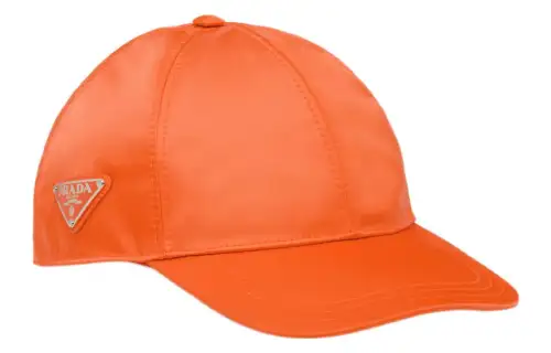 PRADA Recycled Nylon Baseball Caps Unisex Orange