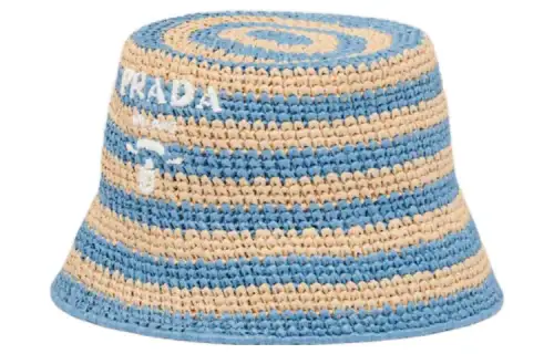 PRADA Bucket Hats Women's Tan/Light Blue