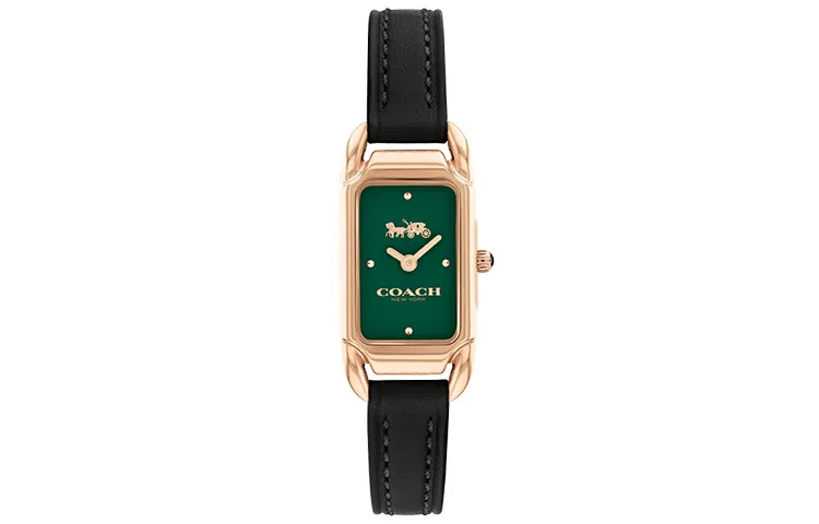 COACH Cadie Wrist Watches Quartz Movement Leather Strap Green Dial Women's Watch