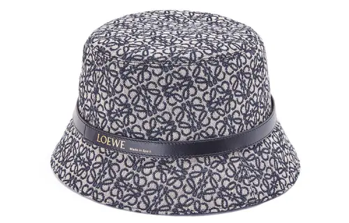 LOEWE Canvas Cowhide Bucket Hats Women's Marine Blue/Black