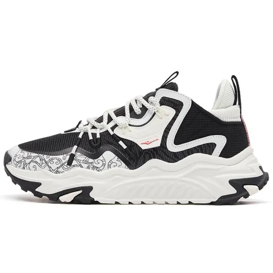 Erke Xun Casual Shoes Women's Low Top Jet Black/Ivory White