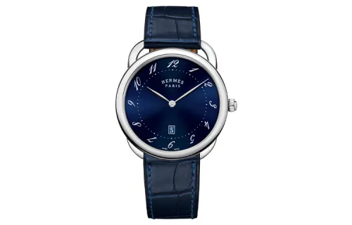HERMES Arceau Collection Wrist Watches Quartz Movement Genuine Leather Strap 40mm Blue Dial Men's Watches W044824WW00