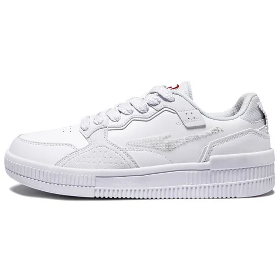 Erke Latte Skateboard Shoes Women's Low-Top True White/National Trend Red