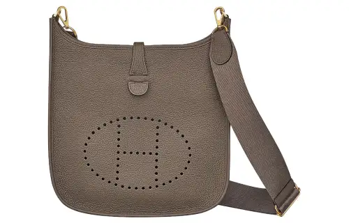 HERMES Evelyne Clemence Bullock Leather Crossbody Bag, Shoulder Bag 29 Women's 8F Gris ÉTain Tin Gray