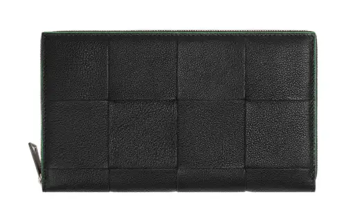 Bottega Veneta Lambskin Calfskin Wallet Men's Black