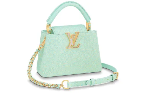 LOUIS VUITTON Capucines Cow Leather Capsin Handbag, Shoulder Bag Mini Women's Mint Green