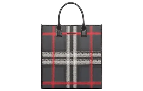 Burberry Leather Tote Bag, Shopping Bag, Handbag Men's Charcoal Gray