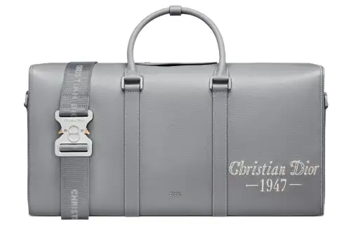 DIOR Lingot Grained Calfskin Travel Bag, Gym Bag, Portable Crossbody Bag, Shoulder Bag Men's Gray
