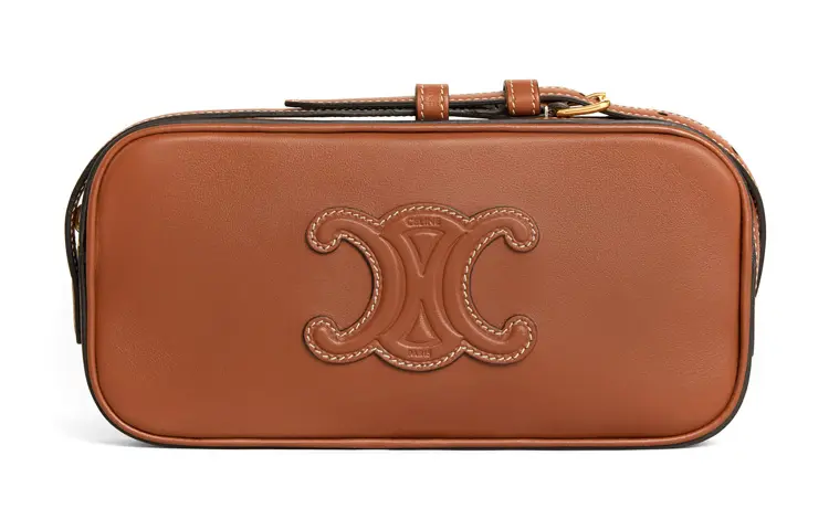 CELINE Cuir Triomphe Calfskin Camera Bag Messenger Bag Shoulder Bag Mini Women's Brown Caramel