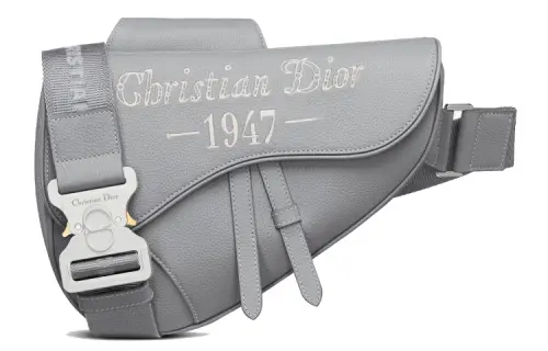 DIOR Saddle Grained Calfskin Saddle Bag, Shoulder Bag, Crossbody Bag, Sling Bag Men's Gray