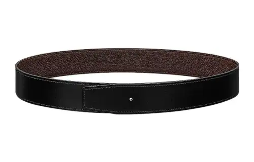 HERMES Calfskin Leather Belts Men's Width 3.8cm