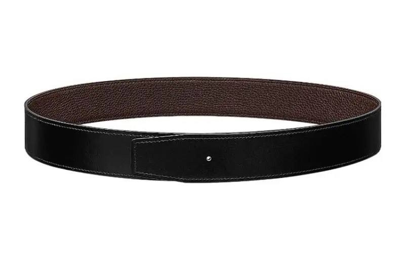 HERMES Calfskin Leather Belts Men's Width 3.8cm